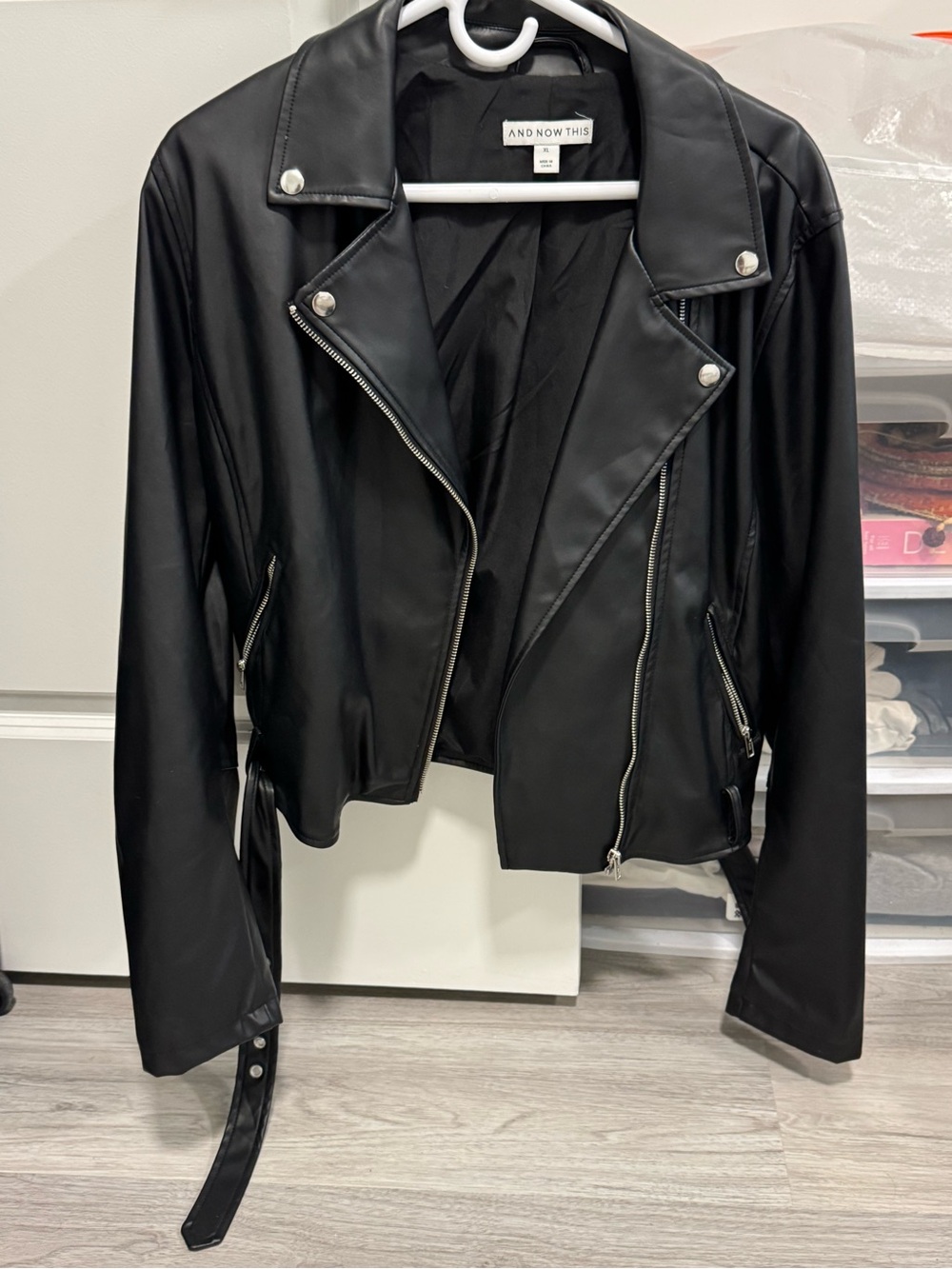 AND NOW THIS Black Faux Leather Moto Jacket